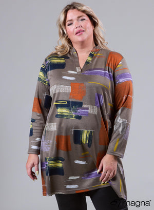 Magna Warm Comfort Tunika Block Art Sand