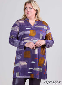 Magna Warme Comfort Tuniek Block Art Paars