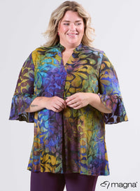 Magna Tuniek met Uitlopende Mouwen en Relaxed Fit Drop Shapes Paars