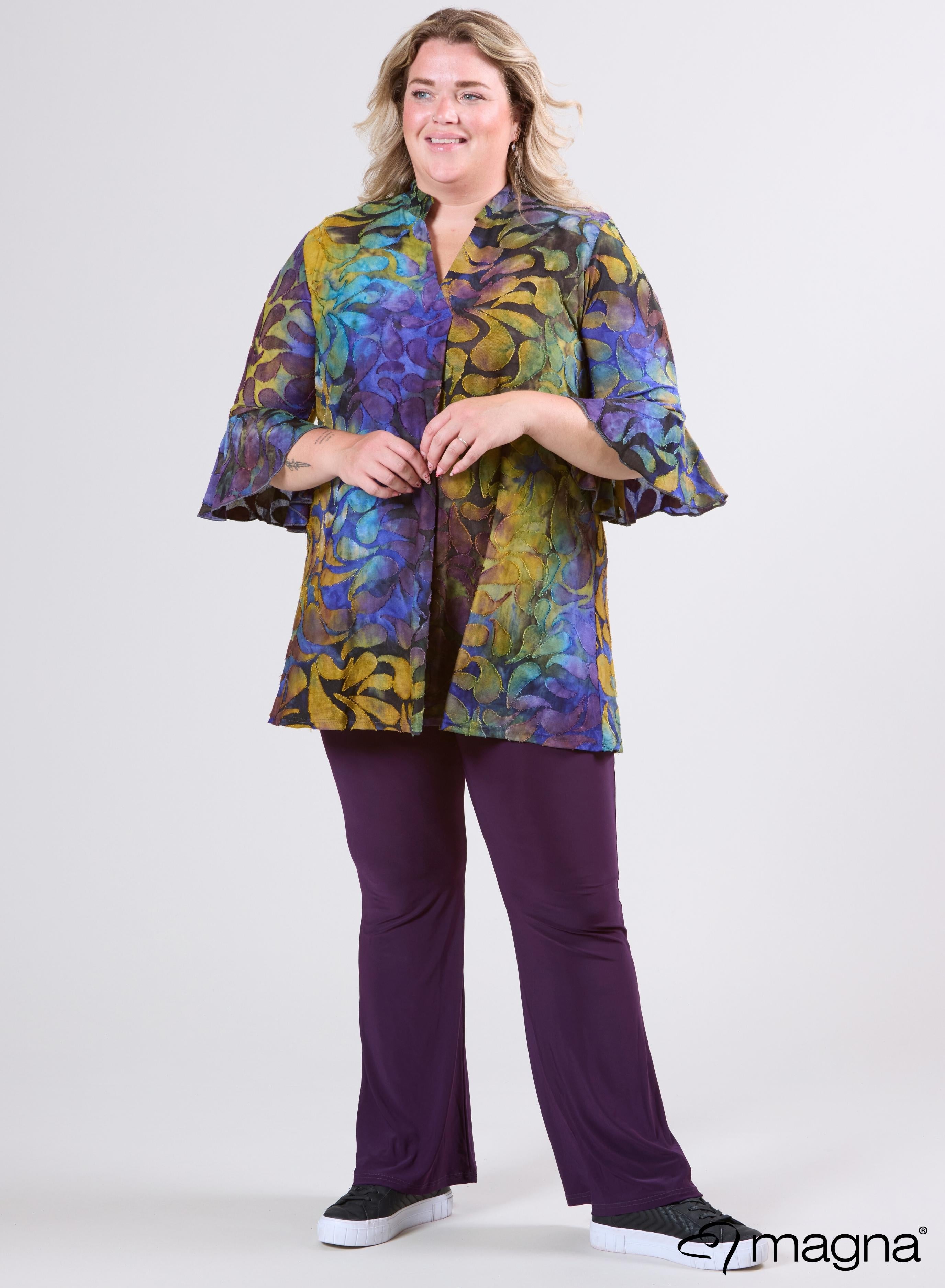 Magna Tuniek met Uitlopende Mouwen en Relaxed Fit Drop Shapes Paars