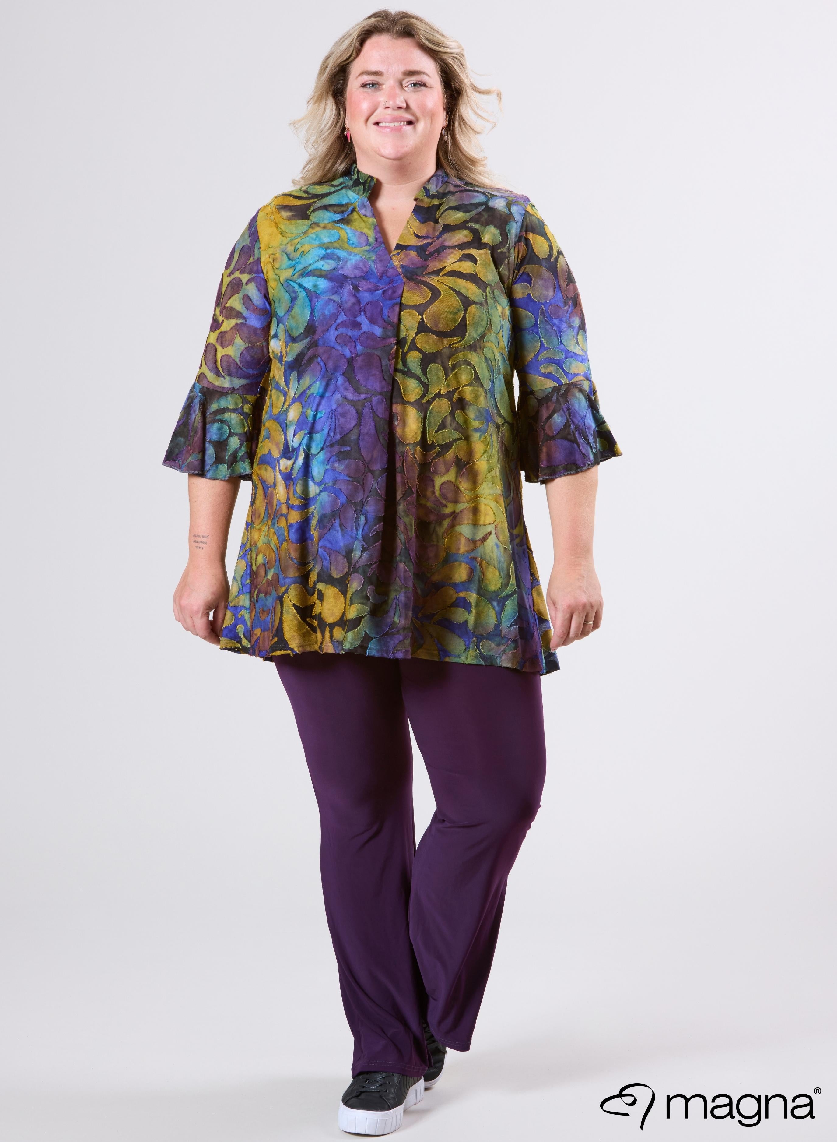 Magna Tuniek met Uitlopende Mouwen en Relaxed Fit Drop Shapes Paars