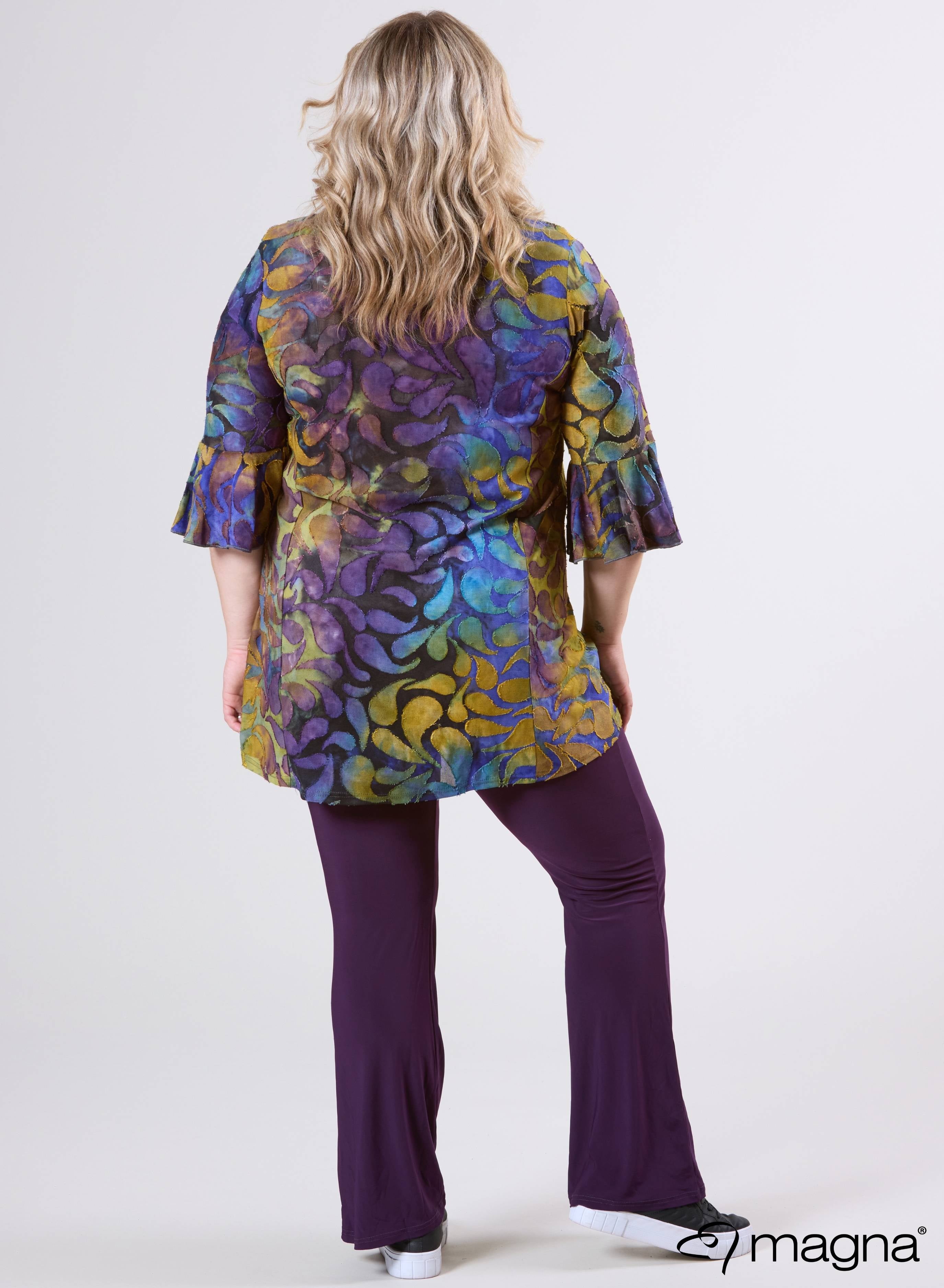 Magna Tuniek met Uitlopende Mouwen en Relaxed Fit Drop Shapes Paars