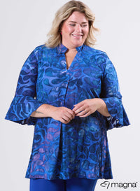 Magna Tuniek met Uitlopende Mouwen en Relaxed Fit Drop Shapes Koninklijk Blauw