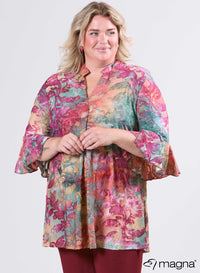 Magna Tuniek met Uitlopende Mouwen en Relaxed Fit Fall Leaves Wijnrood