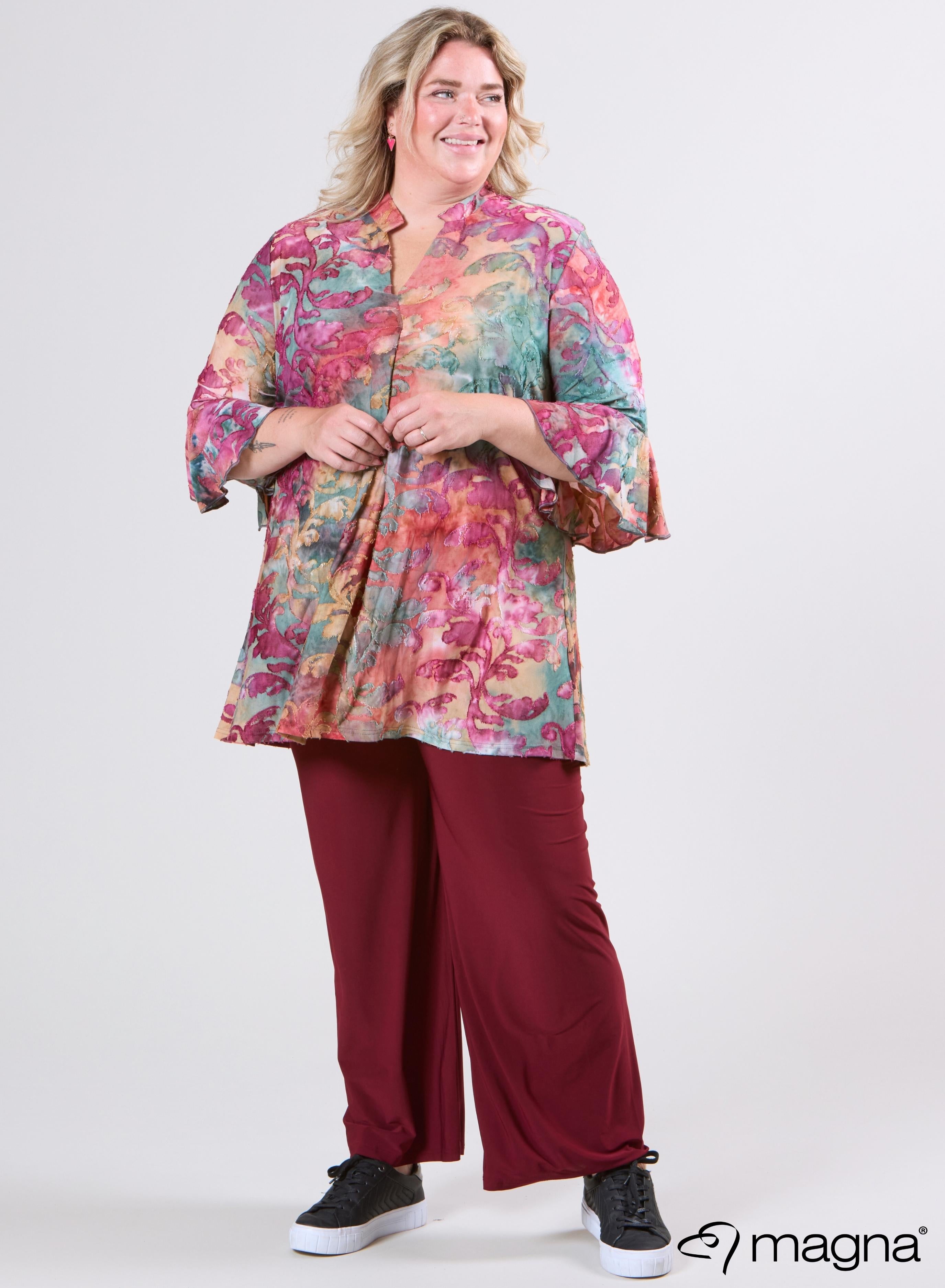 Magna Tuniek met Uitlopende Mouwen en Relaxed Fit Fall Leaves Wijnrood