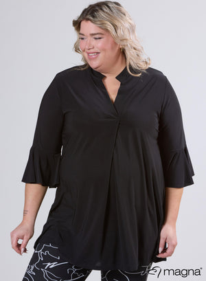 Magna Tuniek met uitlopende mouwen en relaxte pasvorm, zwart
