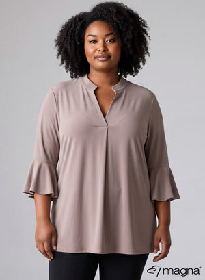Magna Flared Sleeves Relaxed Tunic Sand