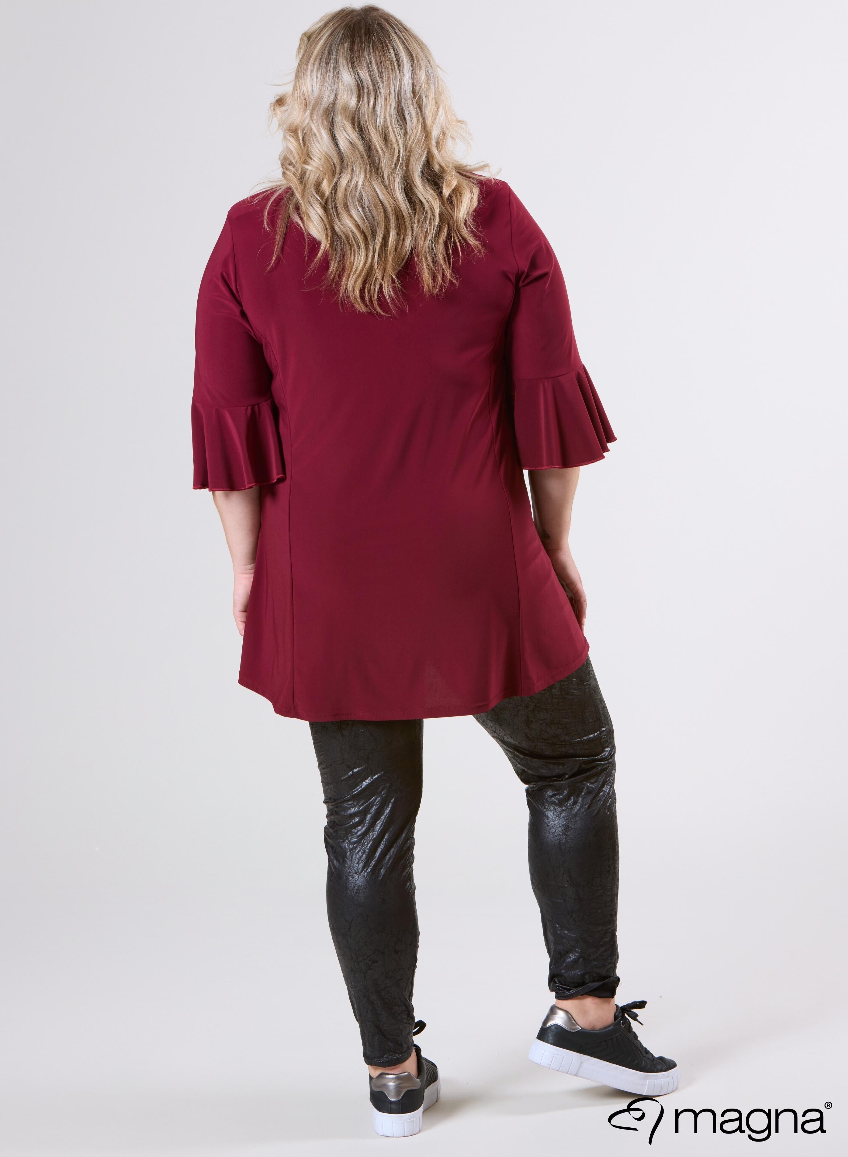 Magna Flared Sleeves Relaxed Tunic Wine Red