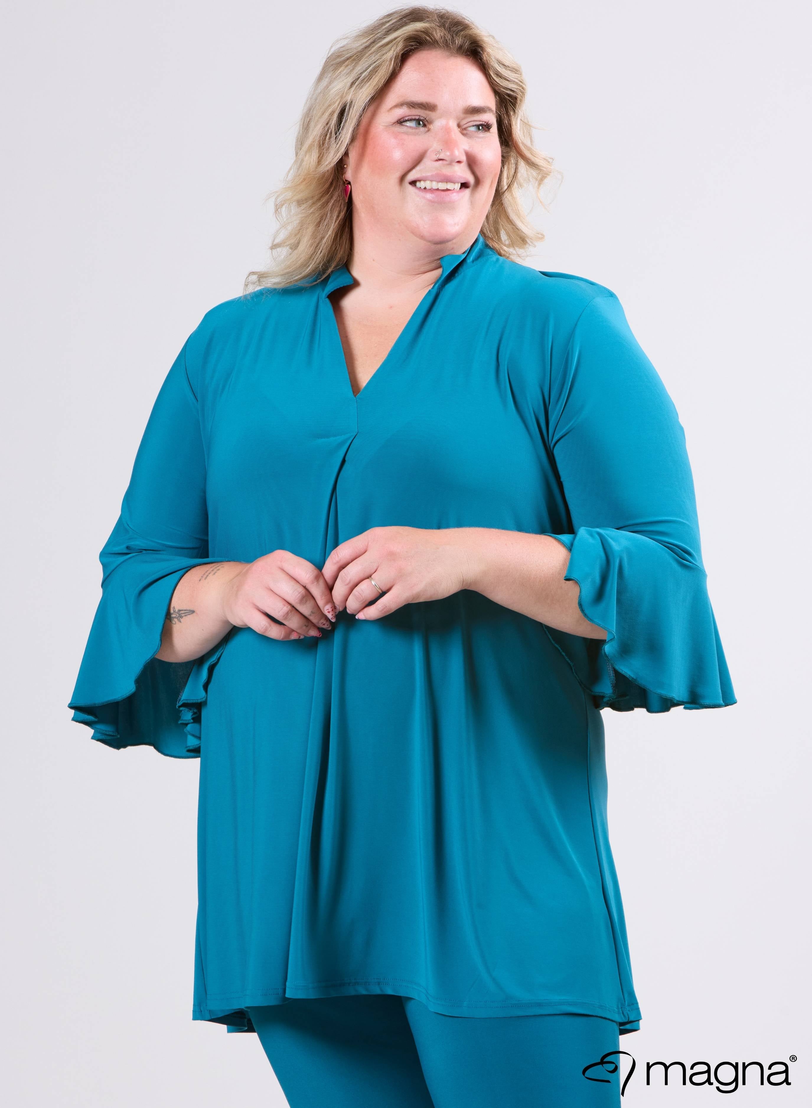 Magna Flared Sleeves Relaxed Tunic Petrol Blue