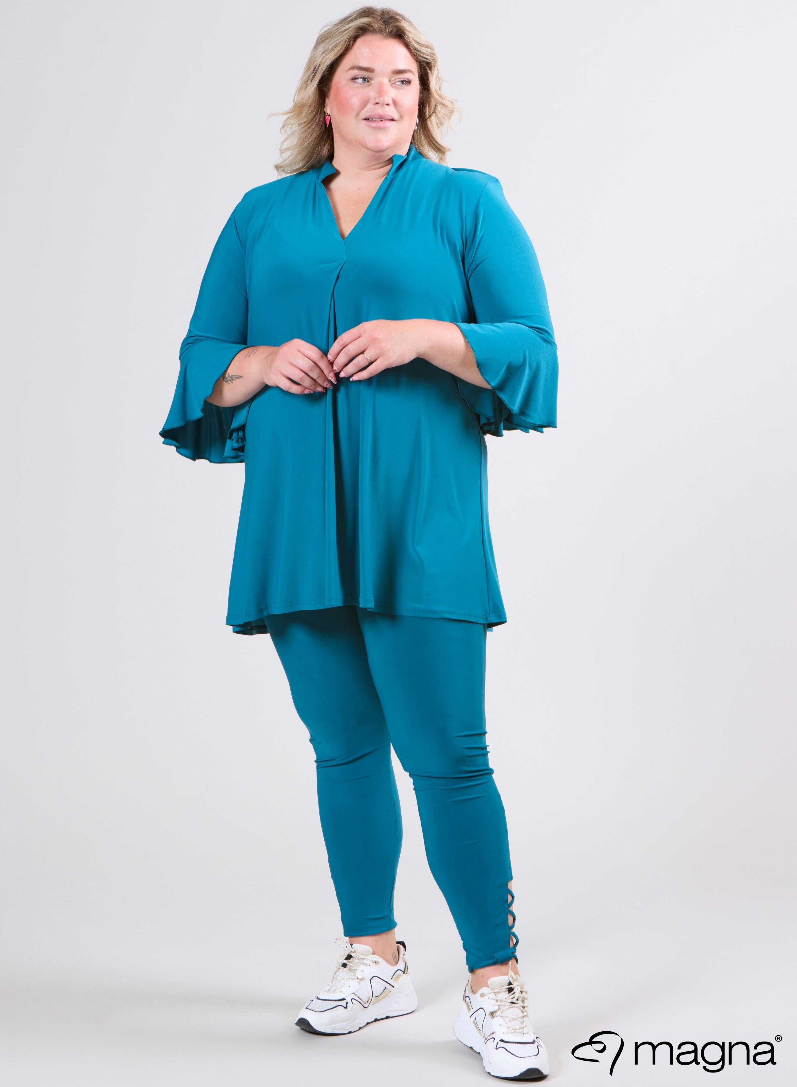 Magna Flared Sleeves Relaxed Tunic Petrol Blue