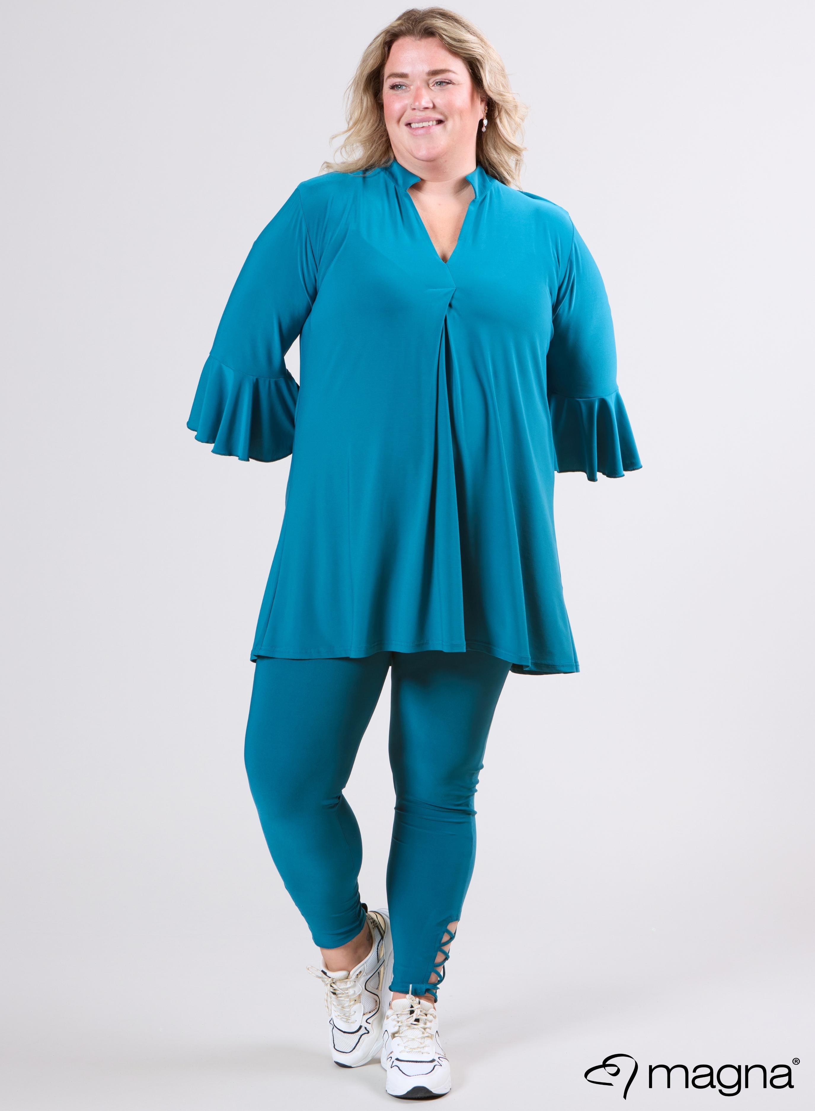 Magna Flared Sleeves Relaxed Tunic Petrol Blue