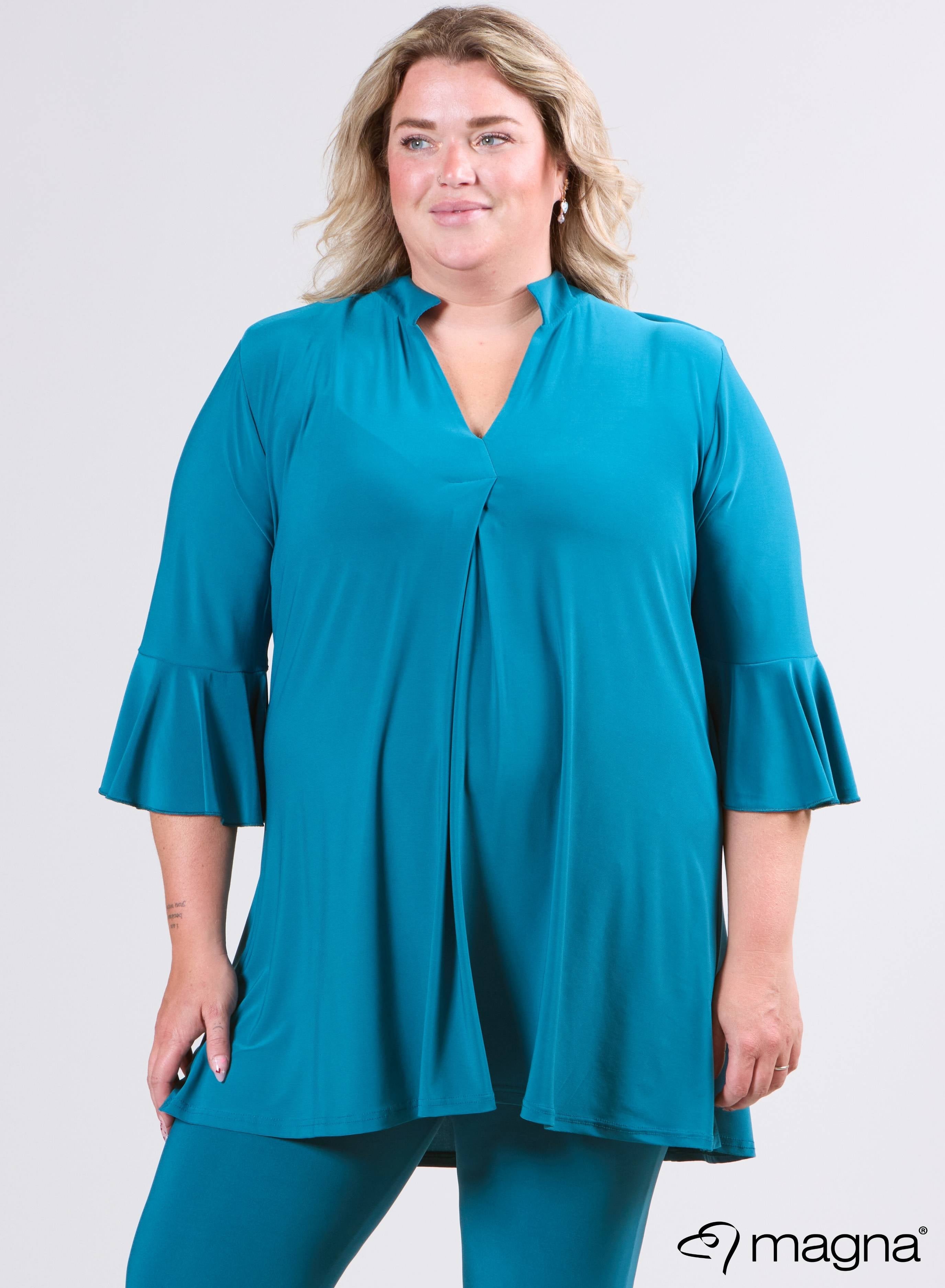 Magna Flared Sleeves Relaxed Tunic Petrol Blue