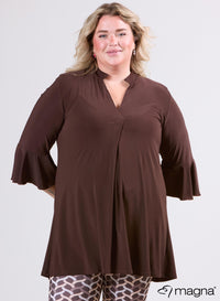 Magna Flared Sleeves Relaxed Tunic Brown