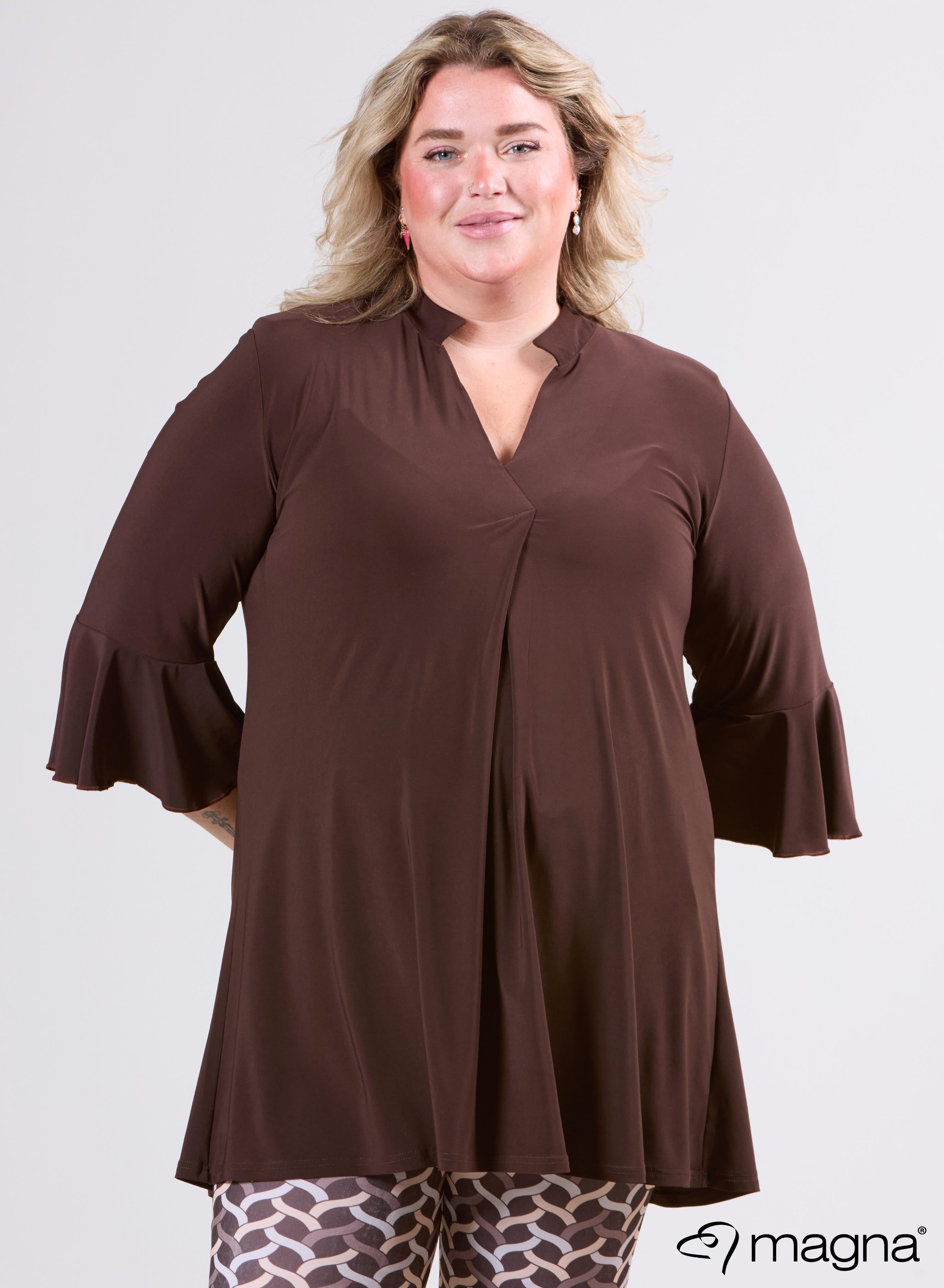 Magna Flared Sleeves Relaxed Tunic Brown