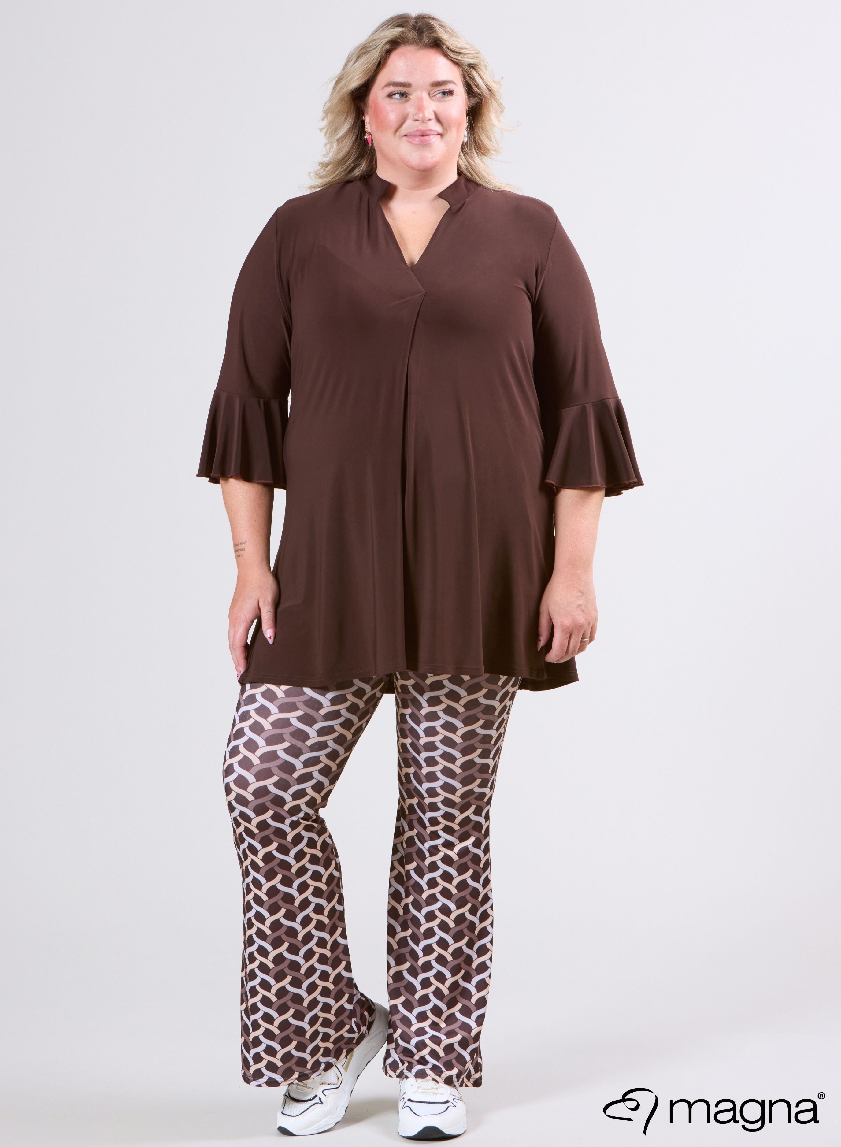 Magna Flared Sleeves Relaxed Tunic Brown