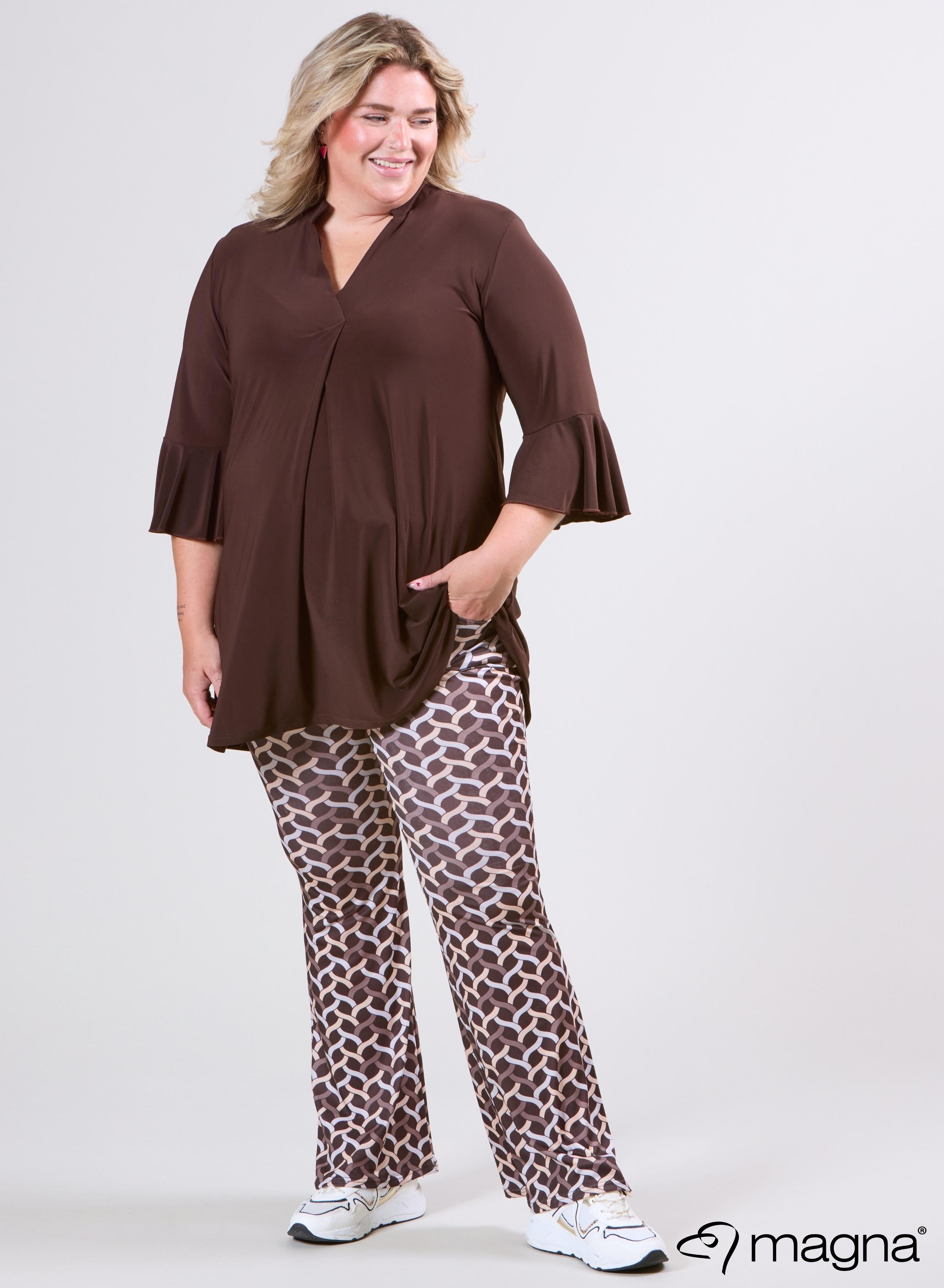 Magna Flared Sleeves Relaxed Tunic Brown