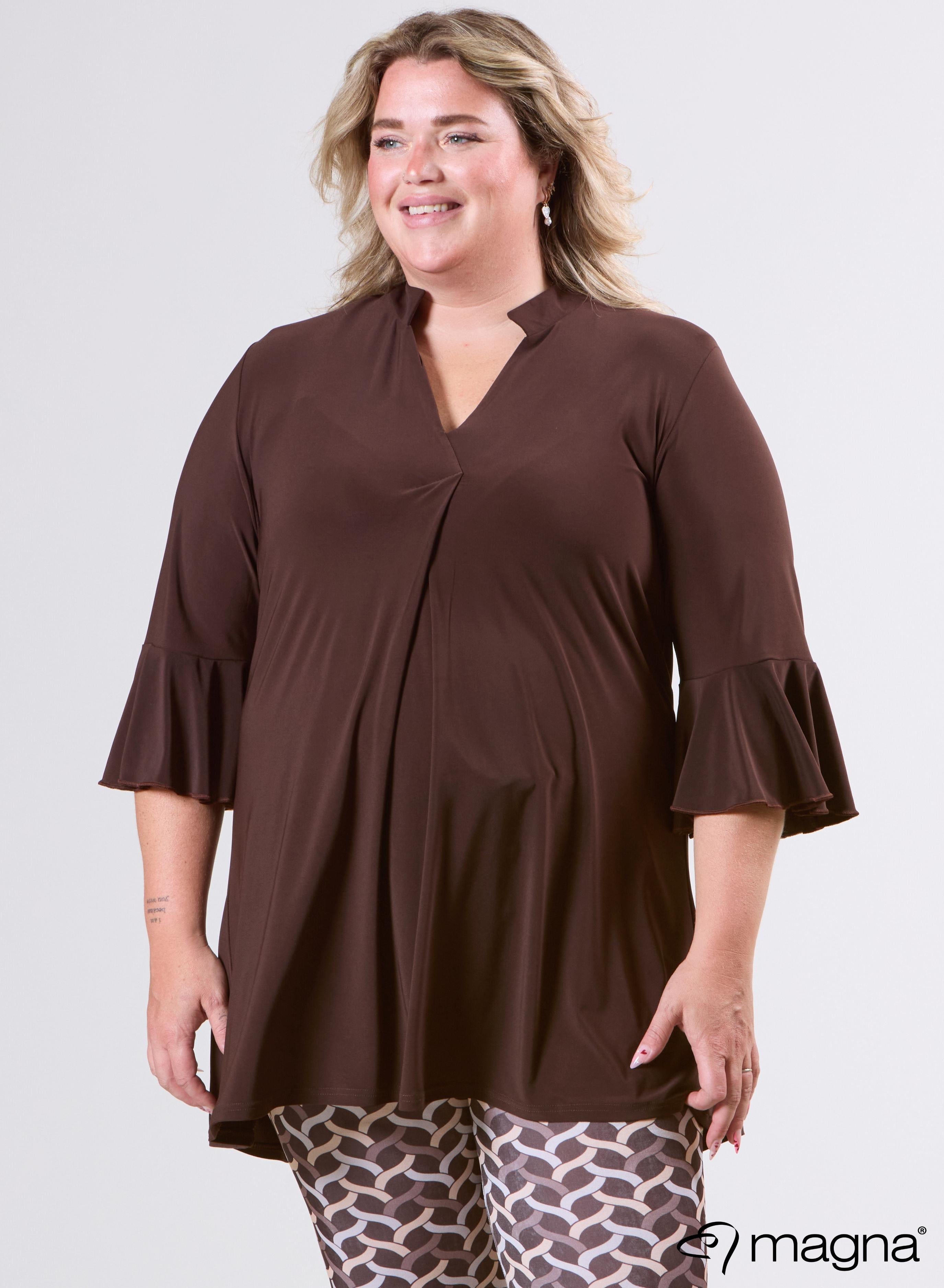Magna Flared Sleeves Relaxed Tunic Brown