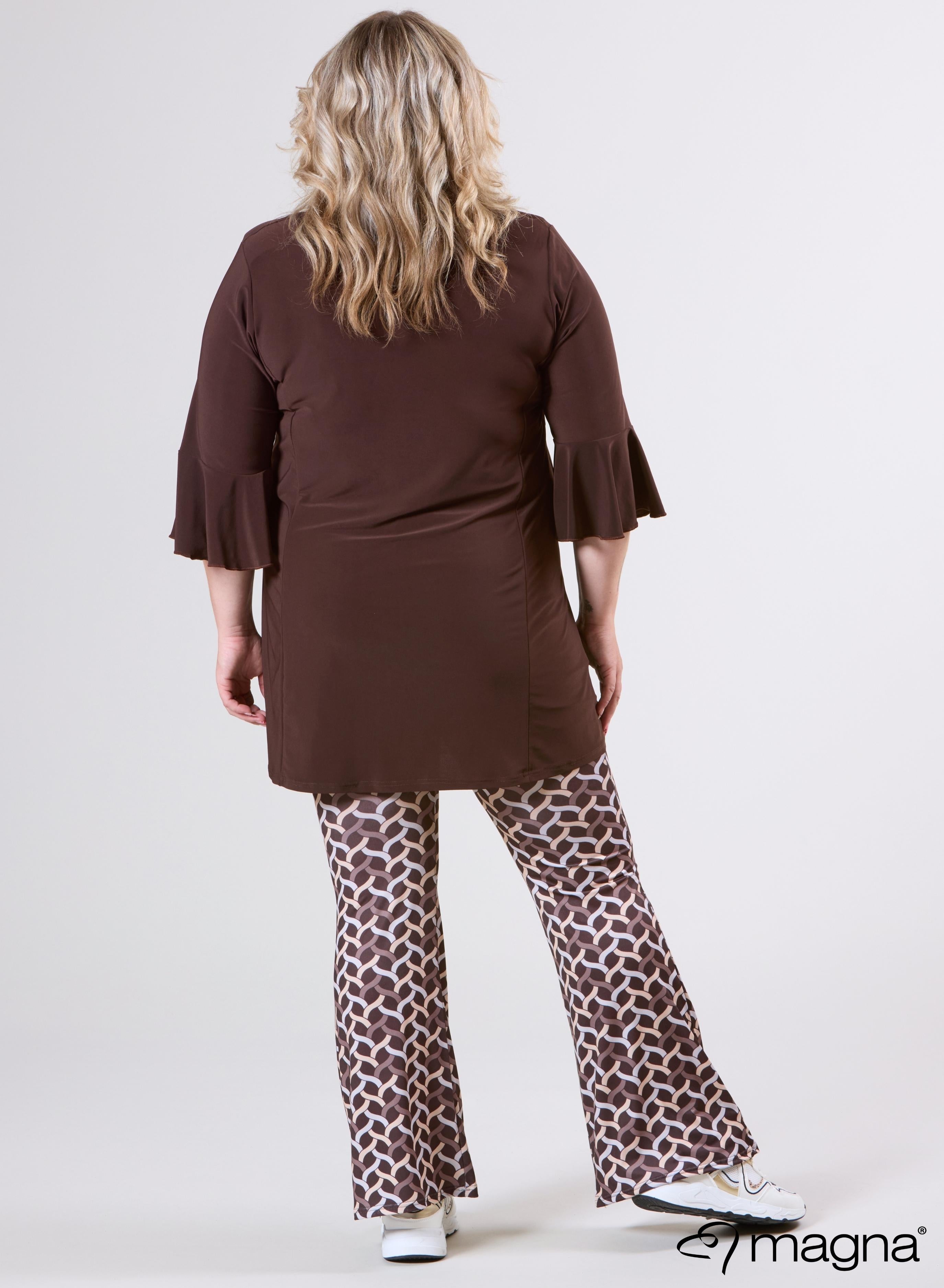 Magna Flared Sleeves Relaxed Tunic Brown