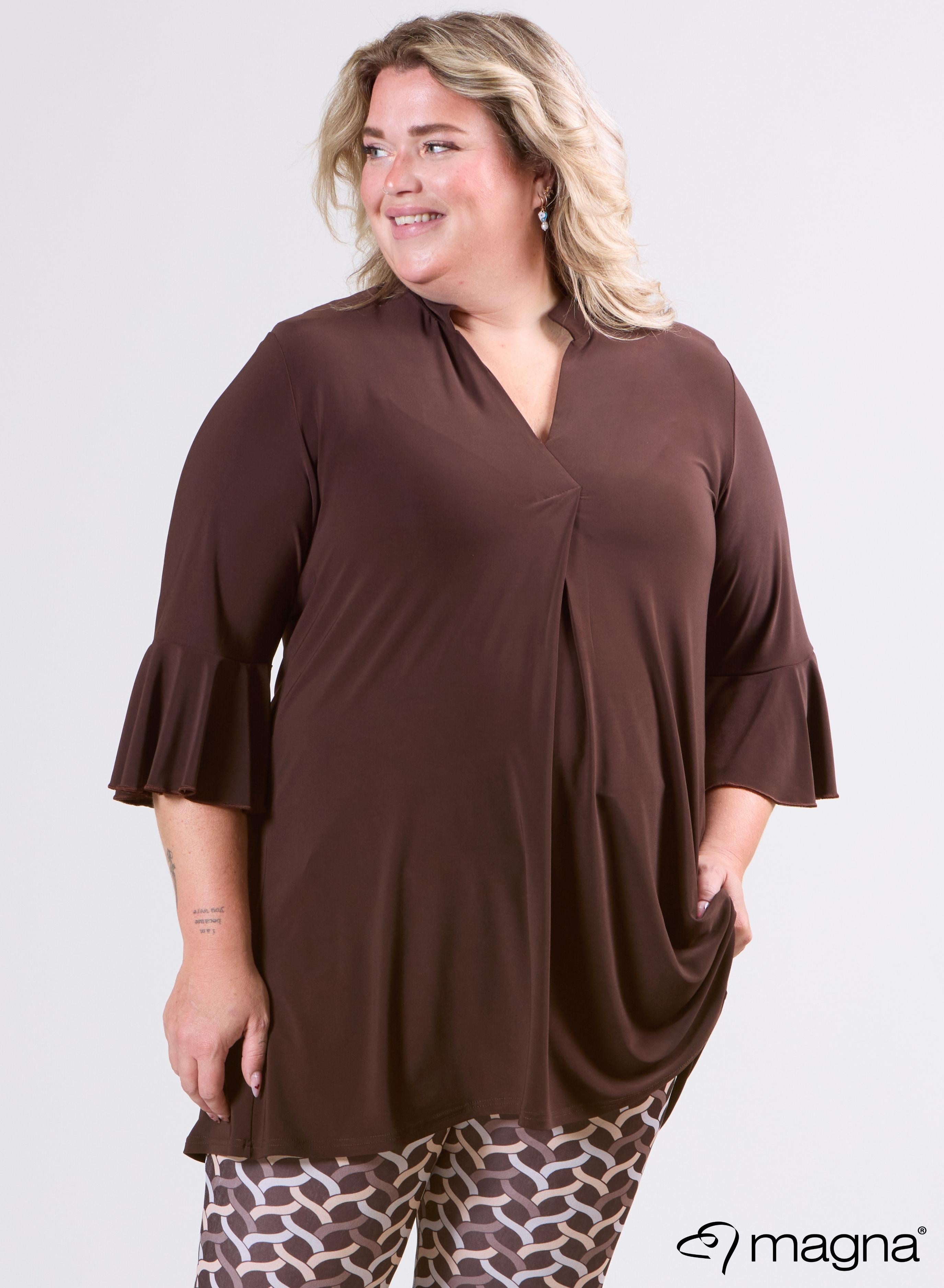 Magna Flared Sleeves Relaxed Tunic Brown