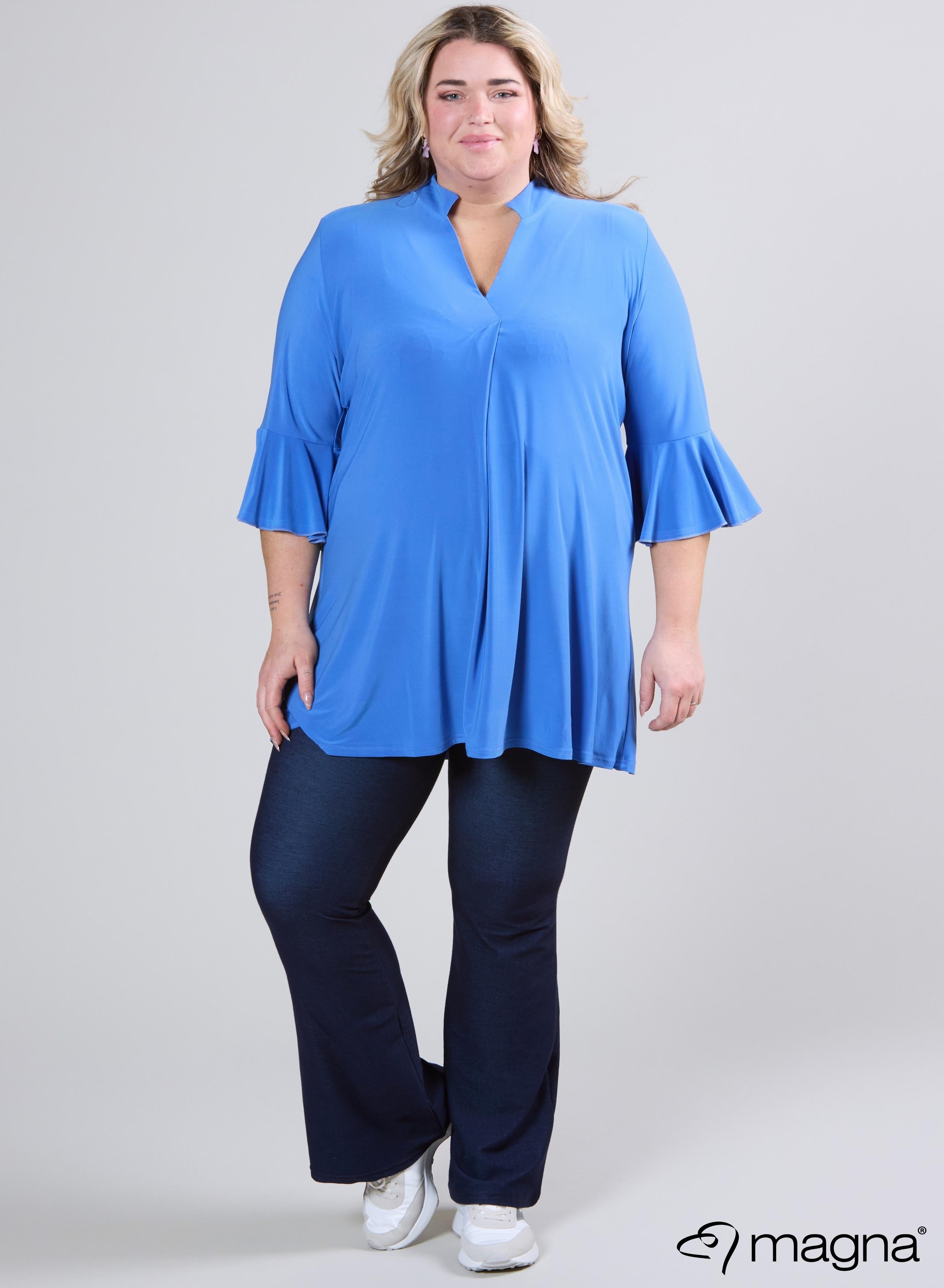 Magna Flared Sleeves Relaxed Tunic Dark Sky Blue