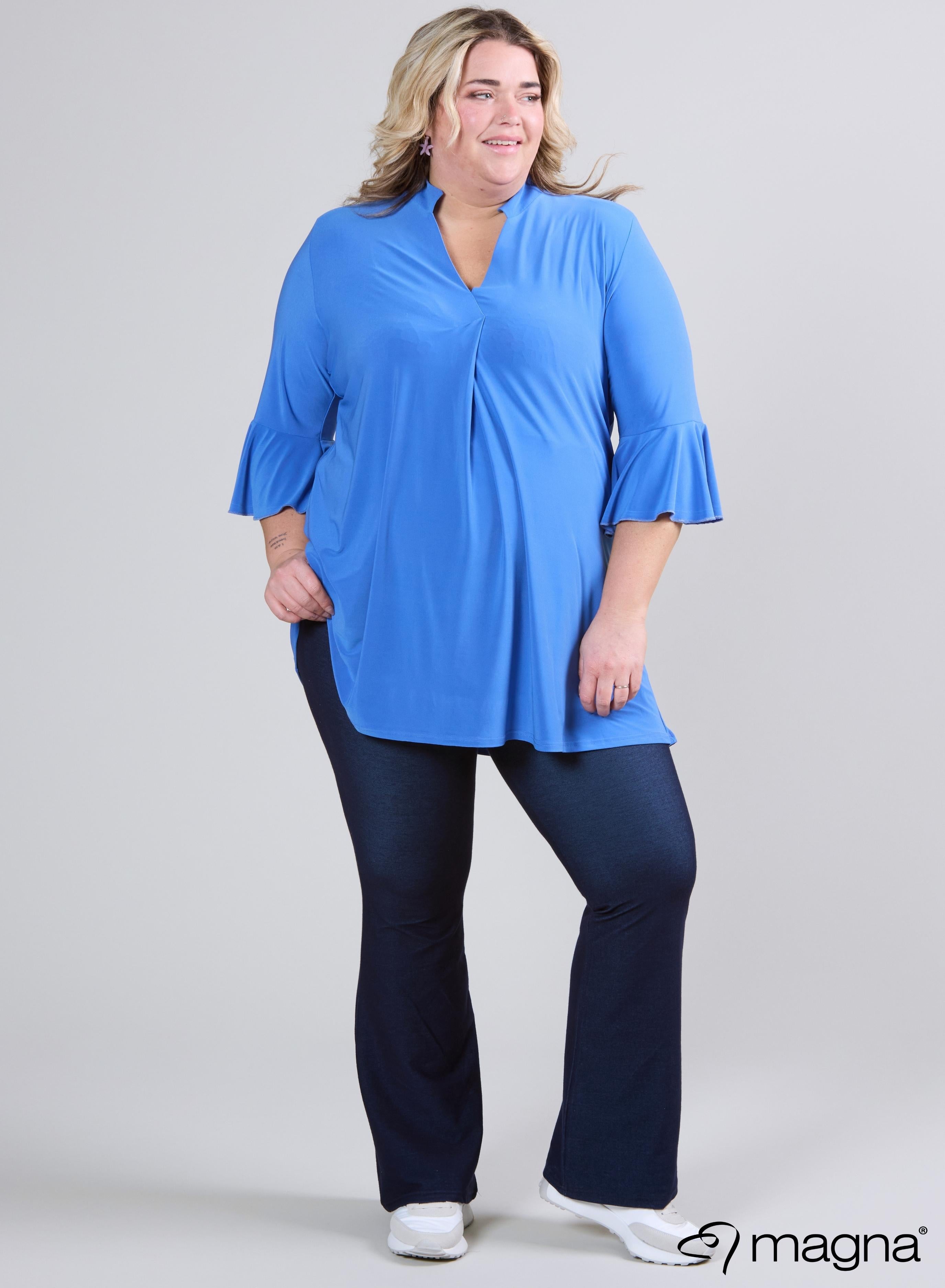 Magna Flared Sleeves Relaxed Tunic Dark Sky Blue