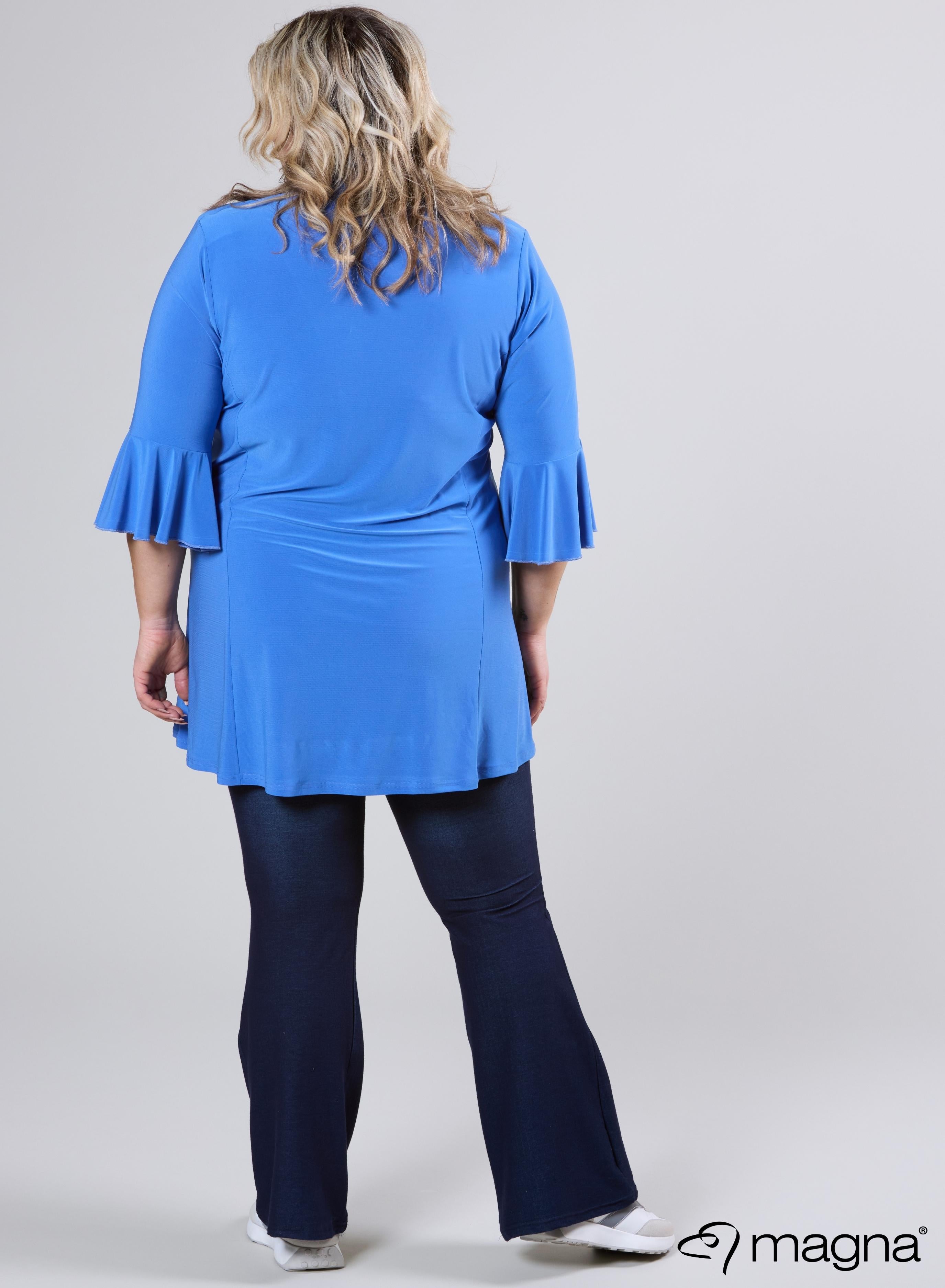 Magna Flared Sleeves Relaxed Tunic Dark Sky Blue