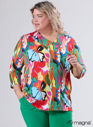 Magna Comfy Button Flap Tuniek Vlindertuin Groen