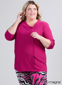 Magna Comfy Tuniek met knoopsluiting en overslag in magenta