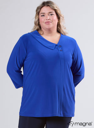 Magna Comfy tuniek met knoopsluiting en overslag, koningsblauw
