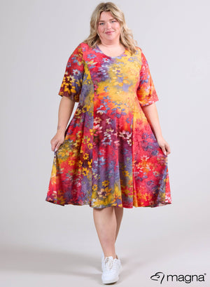 Magna Mesh Long Aline Dress Daisy Design Red Yellow