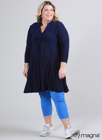 Magna Vloeiende Relaxed Jurk Marine Blauw