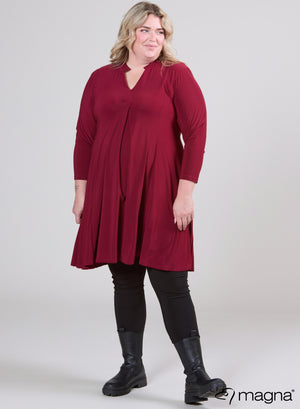 Magna Fließendes Relaxed Kleid Weinrot