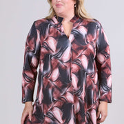 Magna Printed Flowing Relaxed Tunic Stone Effect Brown