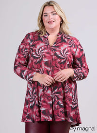 Magna Gedrukt Losvallend Tuniek Spiraal Design Wijnrood