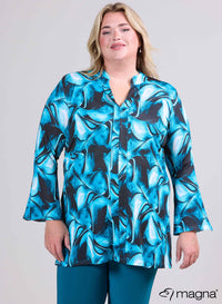 Magna Gedrukte Tuniek Met Midden Detail Steen Effect Petrol