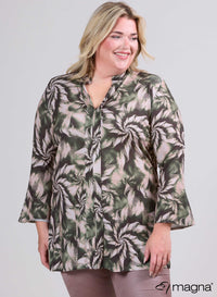 Magna Gedrukte Tuniek Met Midden Detail Spiraal Design Groen