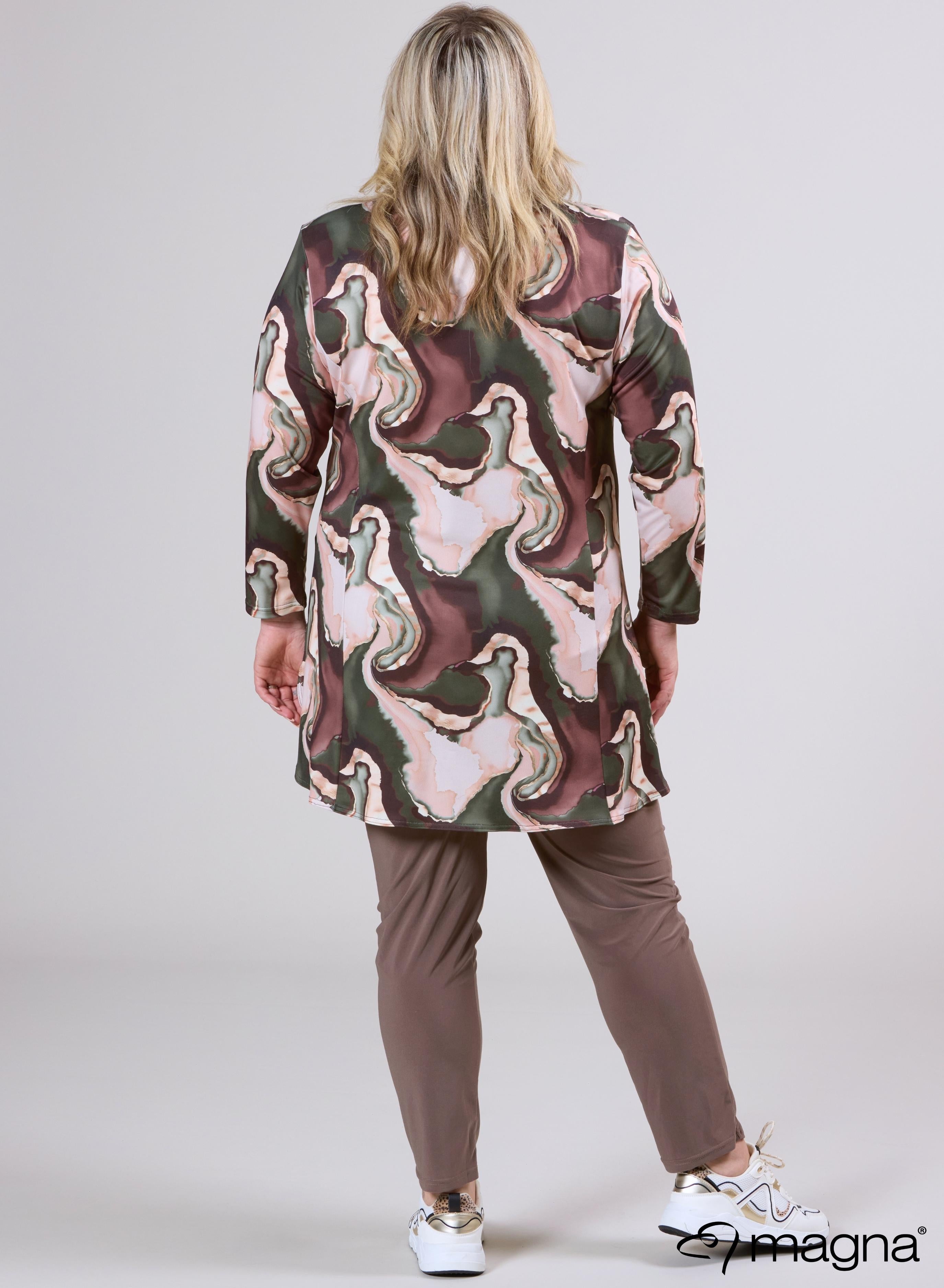 Magna Printed Relaxed Split A-line Tunic Storm Waves Green