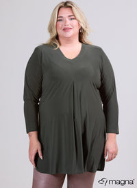 Magna Relaxed Split A-line Tunic Olive Green