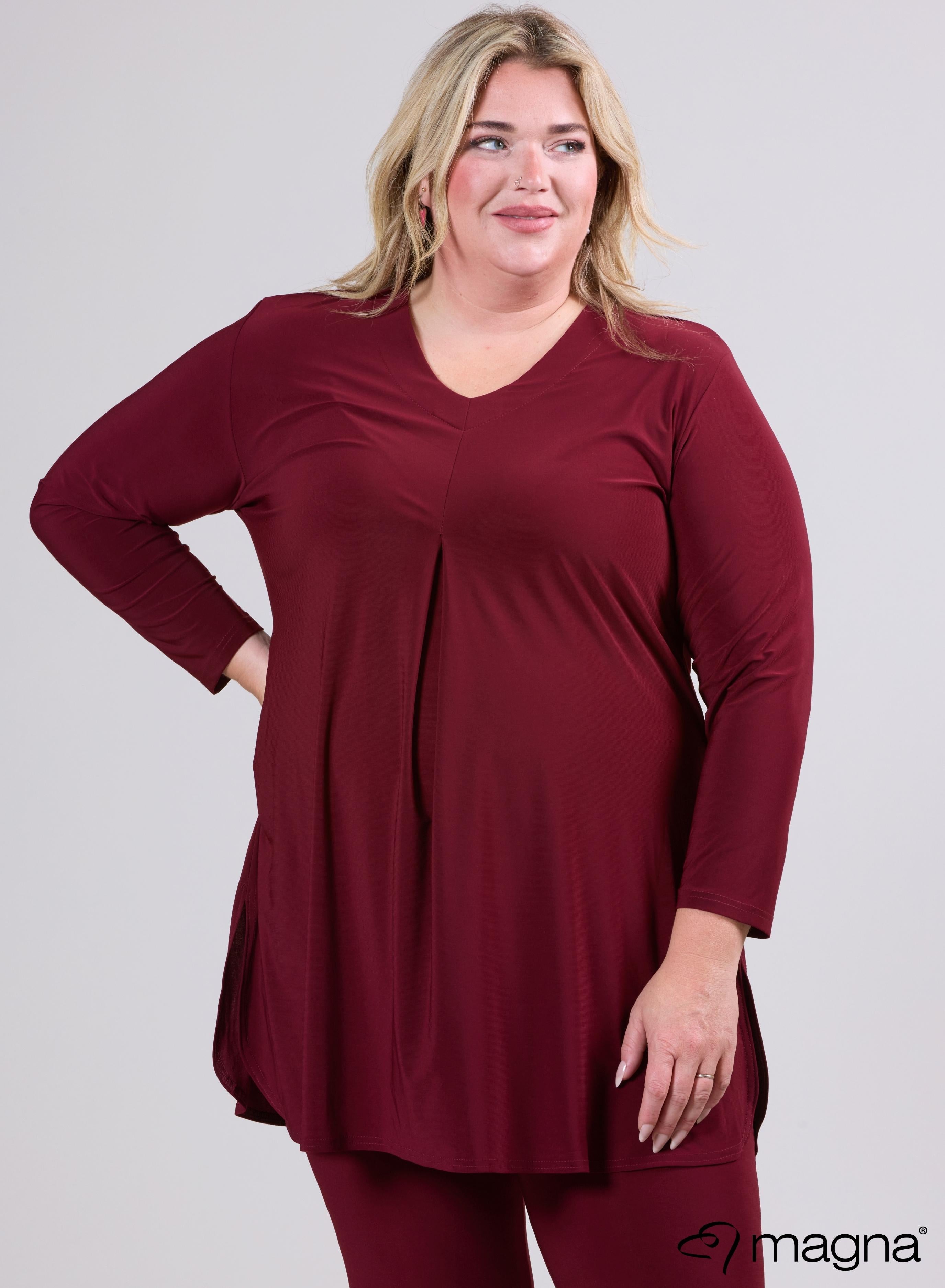 Magna Relaxed Split A-line Tunic Wine Red