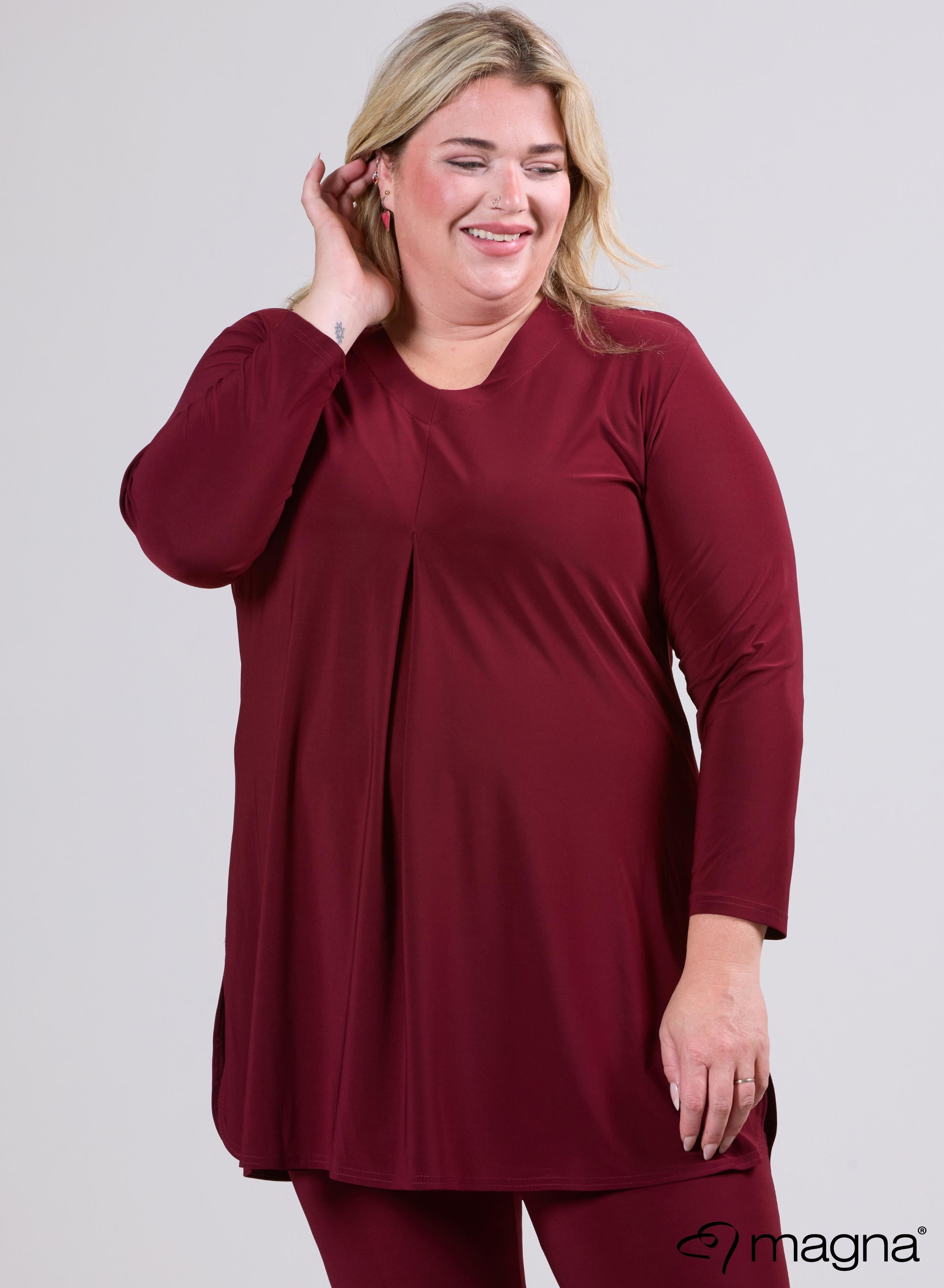 Magna Relaxed Split A-line Tunic Wine Red