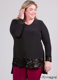 Magna High Low Glitter Tunic Black