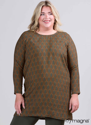 Magna Simple Light Viscose Tunic Chain Design Green