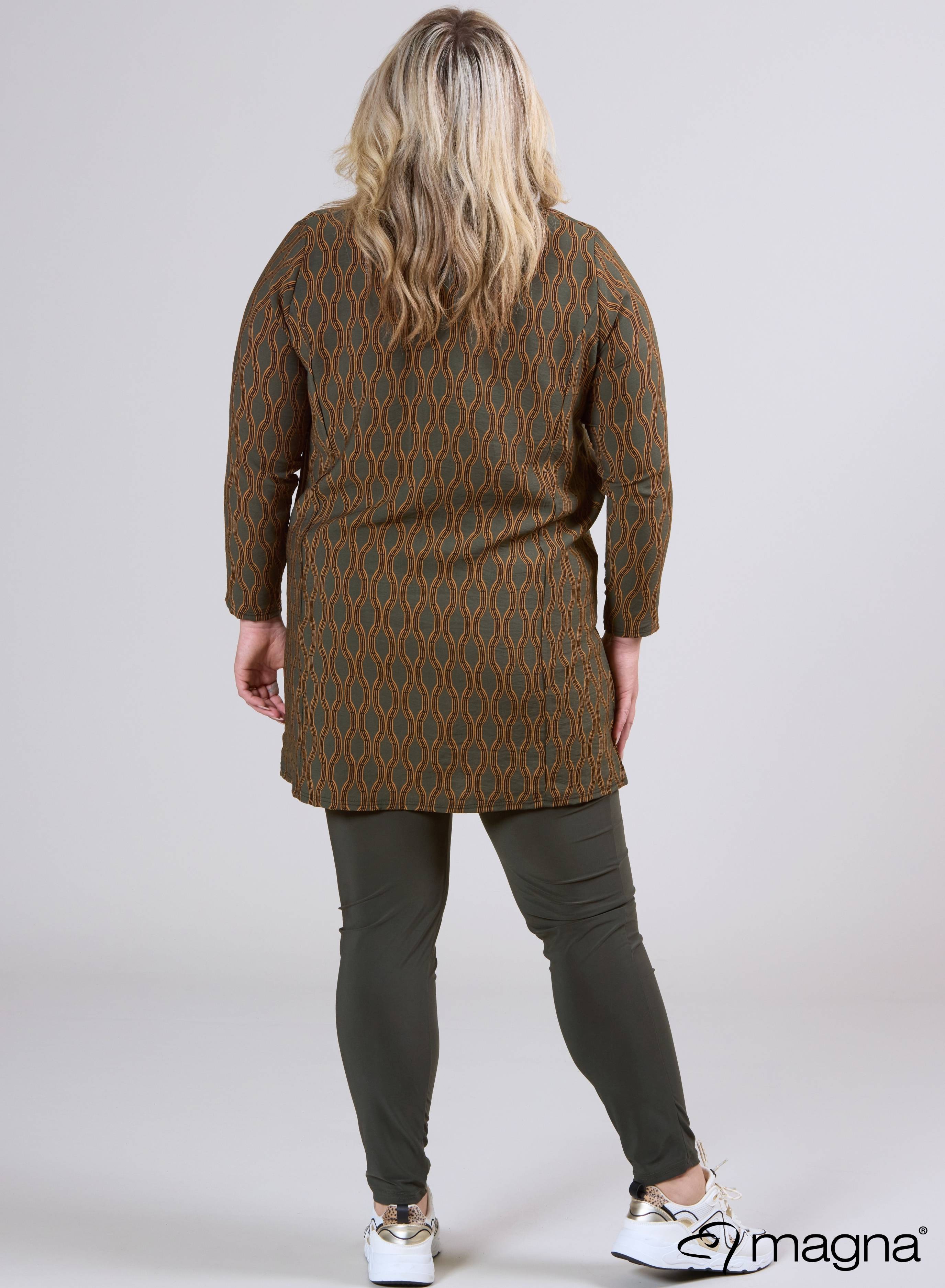 Magna Eenvoudige Lichtgewicht Viscose Tuniek Kettingprint Groen