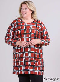 Magna Eenvoudige Lichtgewicht Viscose Tuniek Vierkant Roest