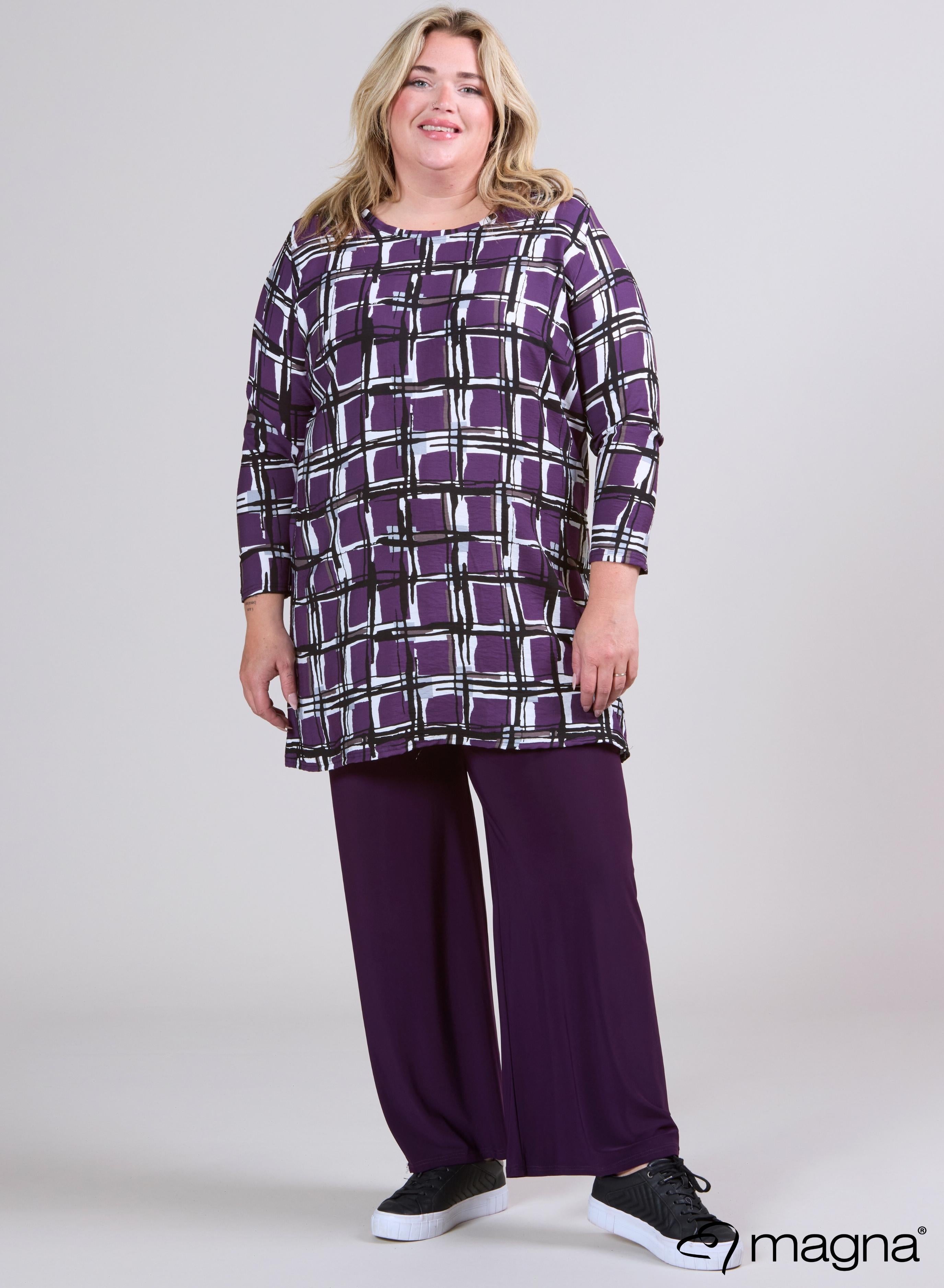 Magna Eenvoudige Lichtgewicht Viscose Tuniek Paars Vierkant
