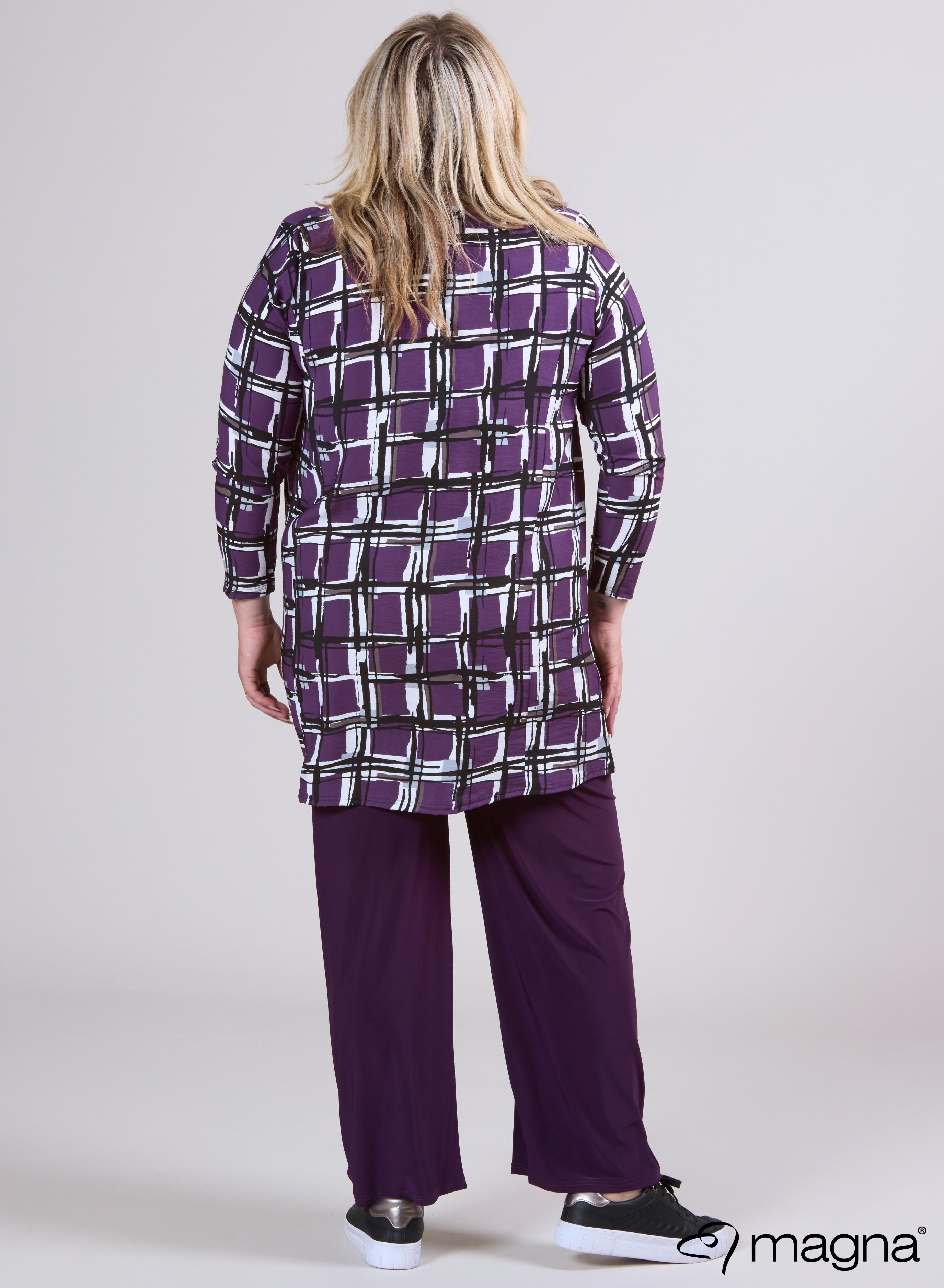 Magna Eenvoudige Lichtgewicht Viscose Tuniek Paars Vierkant