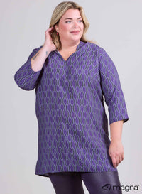 Magna V-hals Lichtgewicht Viscose Tuniek Kettingprint Paars