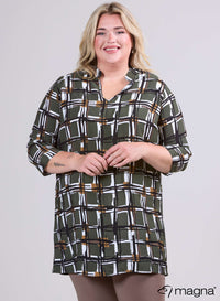 Magna V-hals Lichtgewicht Viscose Tuniek Groen Vierkant