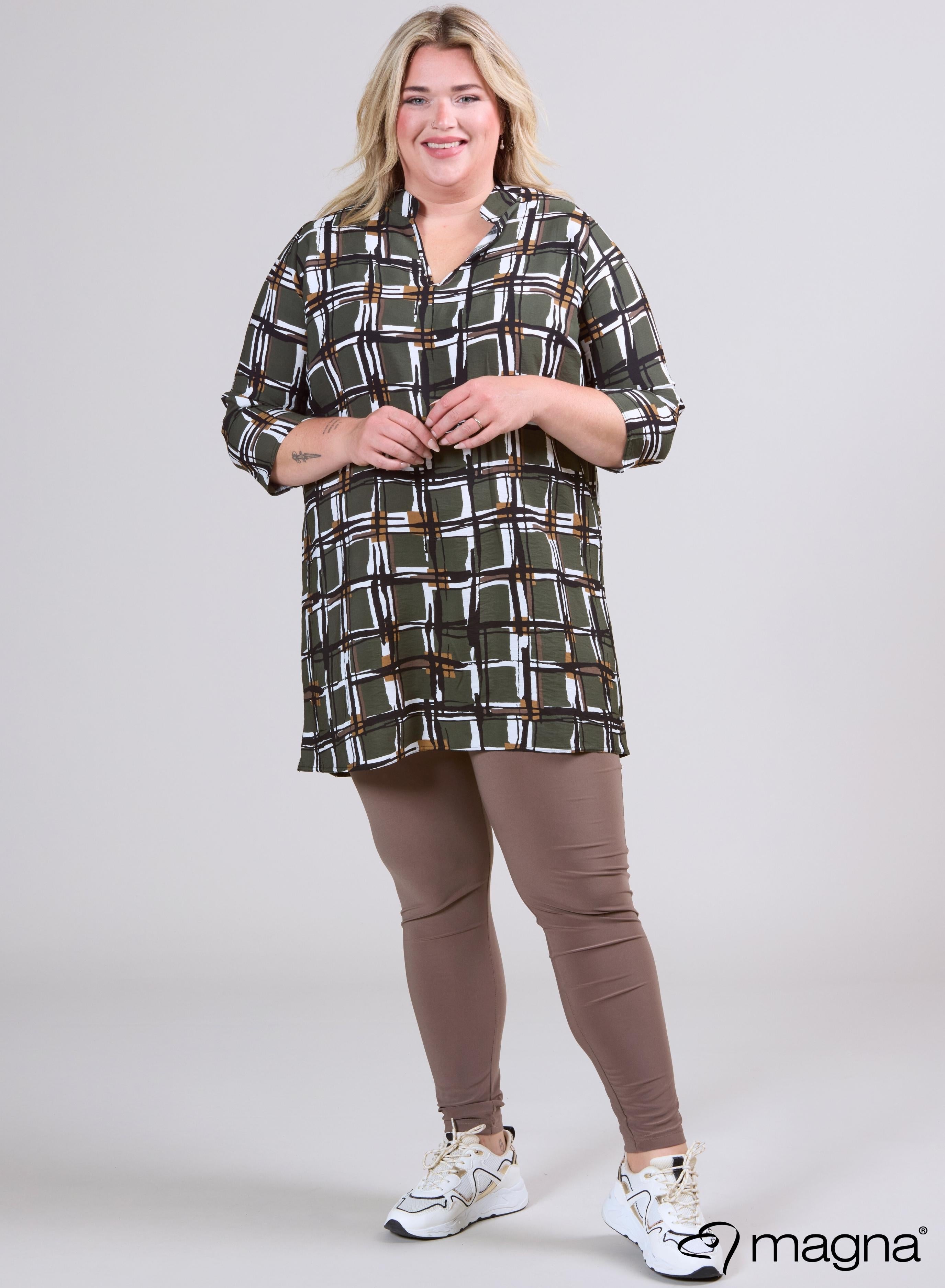 Magna V-hals Lichtgewicht Viscose Tuniek Groen Vierkant