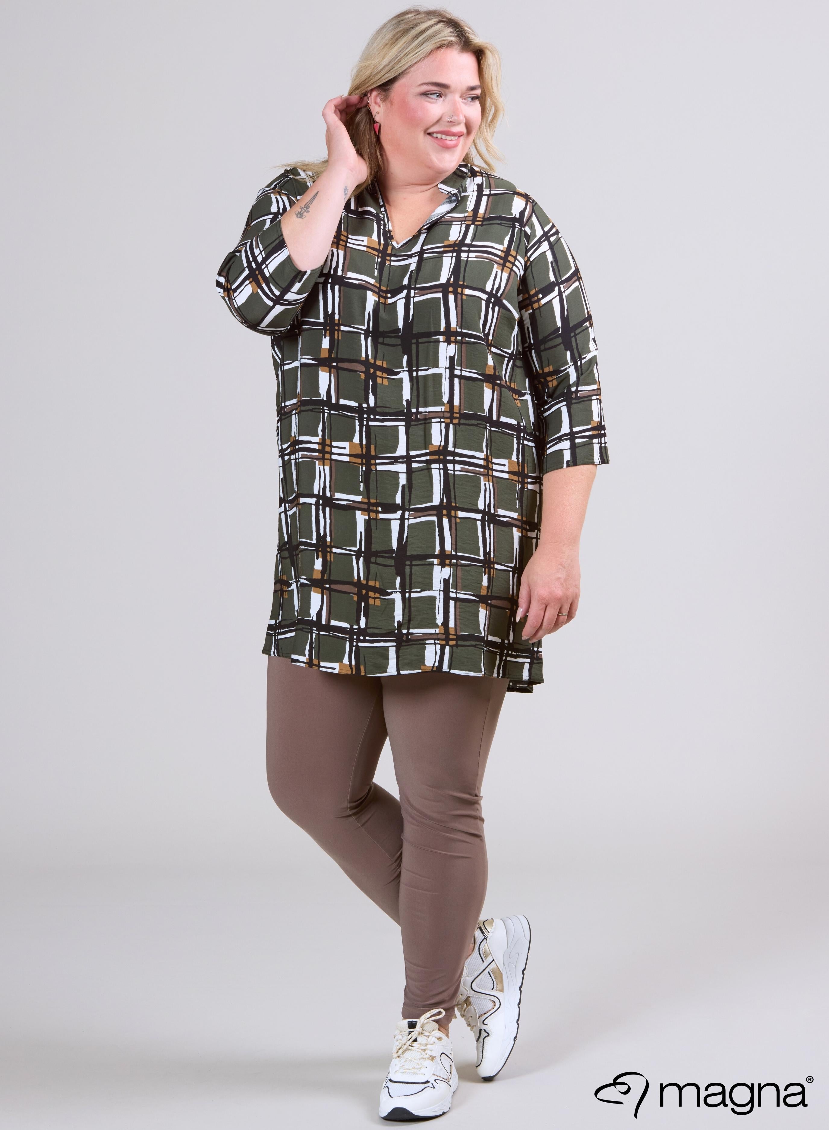 Magna V-hals Lichtgewicht Viscose Tuniek Groen Vierkant